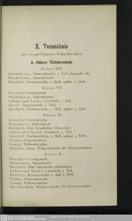 E. Verzeichnis der eingeführten Schulbücher