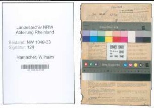 Entnazifizierung Wilhelm Hamacher , geb. 13.02.1901 (Lehrer)