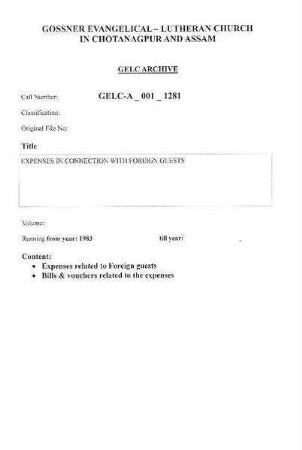 EXPENSES IN CONNECTION WITH FOREIGN GUESTS