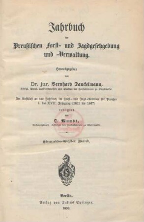 31.1899: Jahrbuch der preussischen Forst- und Jagdgesetzgebung und -Verwaltung