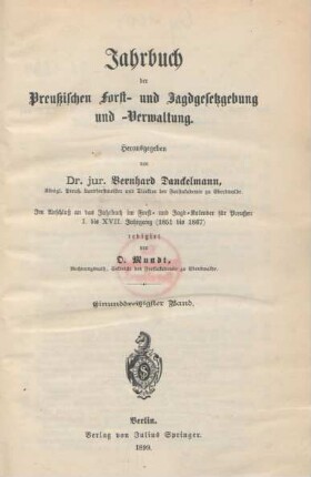 31.1899: Jahrbuch der preussischen Forst- und Jagdgesetzgebung und -Verwaltung