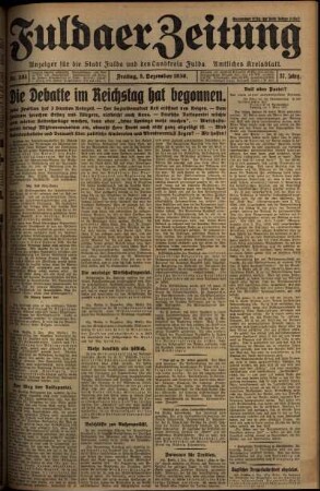 Erste Ausgabe vom Freitag, den 05. Dezember 1930.