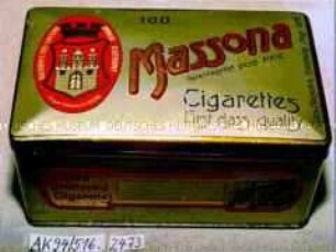 Blechdose für "100 MASSONA Cigarettes, First class quality, Johs. Massohn, Hamburg"
