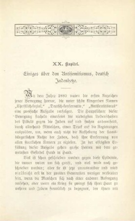 XX. Kapitel. Einiges über den Antisemitismus, deutsch Judenhetze