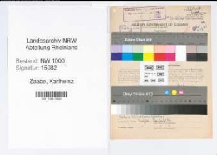 Entnazifizierung Karlheinz Zaabe, geb. 04.02.1912 (Schablonenmacher)