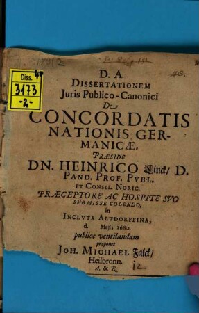 Dissertationem iuris publico-canonici de concordatis nationis Germanicae