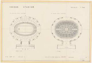 Sportfield Kairo Indoor Stadium: Variante A Grundrisse Ground Floor at Athletics, 1st Floor at Boxing, 1:500