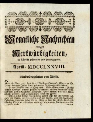 Aprill, MDCCLXXVIII