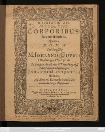Disputatio XIV. De Corporibus Imperfecte mixtis