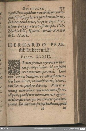 Eberhardo Praesuli Lubecensi, S. Epist. XXXIII.