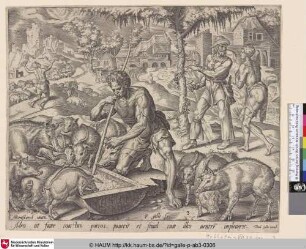[The prodigal son eating with the swine; Der verlorene Sohn isst mit den Schweinen]