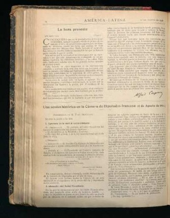 La hora presente : [Artículo de "Figaro", 3° de Agosto 1914.]