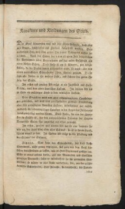 Karaktere und Kleidungen des Stüks