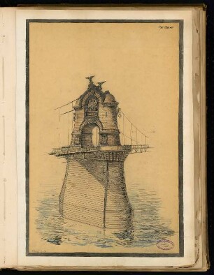 Brückenpfeiler einer Hängebrücke Monatskonkurrenz März 1893: Variante 3: Perspektivische Ansicht