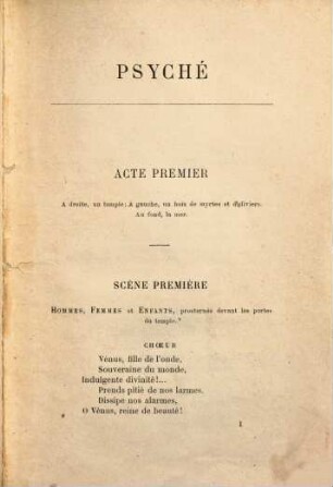 Psyché : Opéra en 4 actes par Jules Barbier et Michel Carré. Musique de Ambroise Thomas