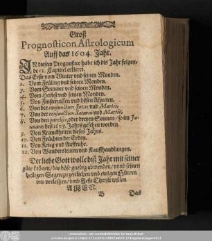 Groß Prognosticon Astrologicum Auff das 1604. Jahr.