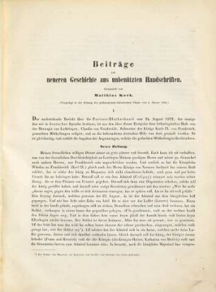 Beiträge zur neueren Geschichte aus unbenützten Handschriften