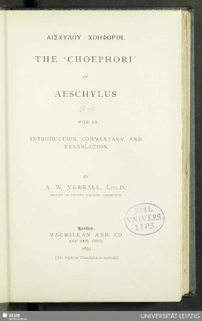 The 'Choephori' of Aeschylus