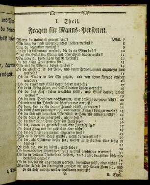 I. Theil. Fragen für Manns-Personen.