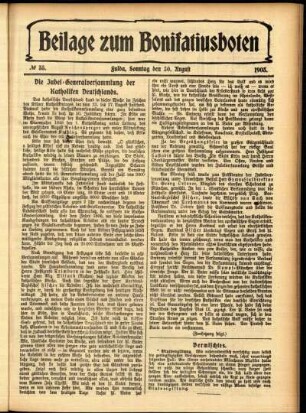 Zweite Ausgabe vom Sonntag, den 30. August 1903.