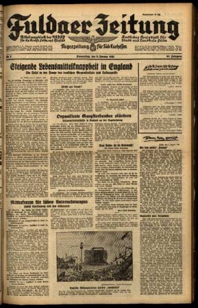 Ausgabe vom Donnerstag, den 09. Januar 1941.