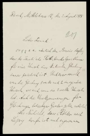 Nr. 18: Brief von Hermann Minkowski an Adolf Hurwitz, Zürich, 3.8.1898