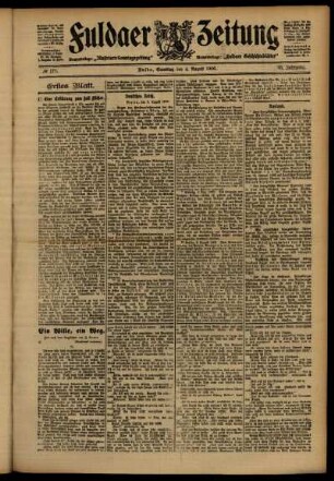 Erste Ausgabe vom Samstag, den 04. August 1906.