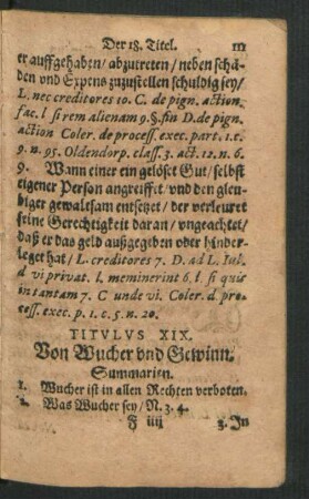 Titulus XIX. Von Wucher und Gewinn.