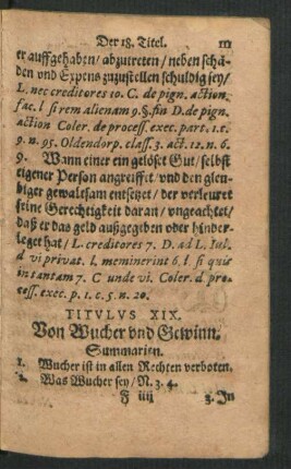 Titulus XIX. Von Wucher und Gewinn.