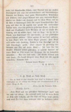 5. C. H. Pfaff an Luise Pfaff.