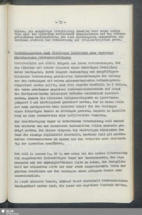 G. Radikaloperation nach klinischer Indikation ohne vorherige histologische Carcinombestimmung