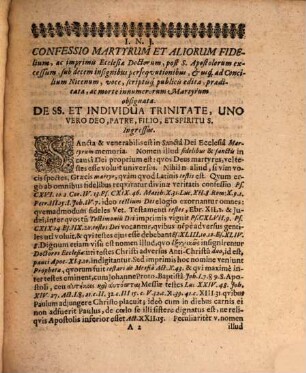 D. Abraham Calovi ... Confessio martyrum, et aliorum fidelium, ac imprimis ecclesiae doctorum ... de SS. et individua Trinitate, uno vero Deo, Patre, Filio et Spiritu Sancto