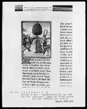 Gaston Phoebus und Kaiser Friedrich II. — ---, Folio 3recto-97verso---, Folio ---Hirschjagd mit der Armbrust, Folio 91verso