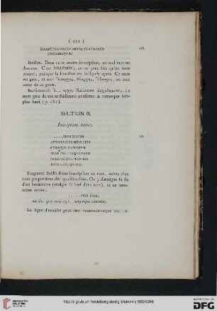 Section II: Inscriptions latines