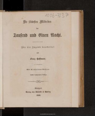 Die schönsten Mährchen der Tausend und einen Nacht