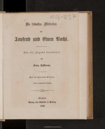 Die schönsten Mährchen der Tausend und einen Nacht