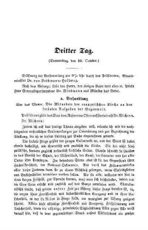 Dritter Tag. (Donnerstag, den 10. October.)
