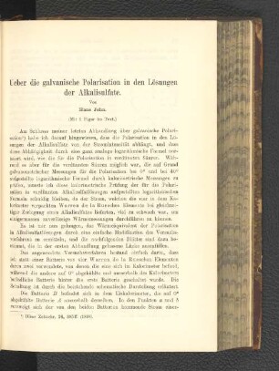 Ueber die galvanische Polarisation in den Lösungen der Alkalisulfate