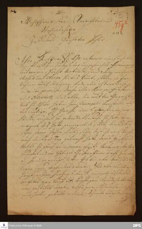 Brief von Christian Feustel an Heinrich Schubert.