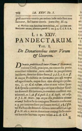768-780, Tit. I. De Donationibus inter Virum & Uxorem - Tit. III. Soluto matrimonio quemadmodum dos petatur