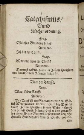 Catechismus, Unnd Kirchenordnung