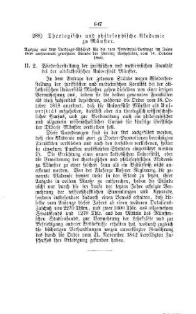 Theologische und philosophische Akademie zu Münster : [II. Akademien und Universitäten]
