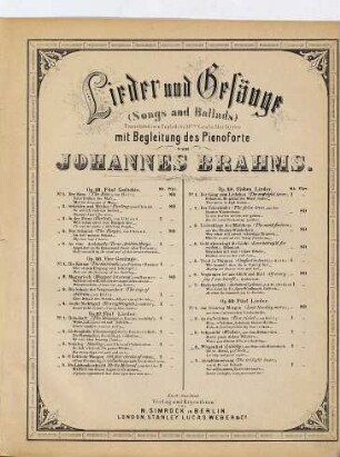 Op. 49, fünf Lieder, 4. Wiegenlied : aus Simrock's Kinderbuch