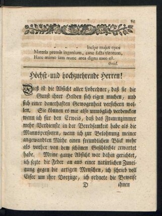 Die Vorzüge der Mannspersonen vor dem Frauenzimmer in der Galanterie
