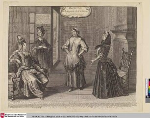 DISPVTE De la Coquette, Et de la Modeste, En presence de Dame Ragonde. [Streiterei zwischen der Koketten und der Bescheidenen in Anwesenheit der Dame Ragonde]