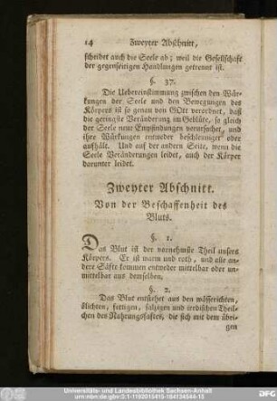 Zweyter Abschnitt. Von der Beschaffenheit des Bluts.