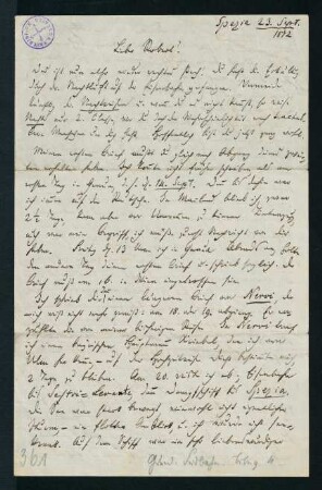 Brief vom 23. Sept. 1872