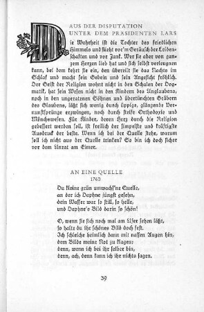 Aus der Disputation unter dem Präsidenten Lars