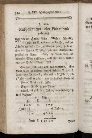 §. XIX. Subhastations- oder Licitationsrechnung.