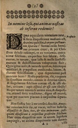 Examen seriae disquisitionis de statu et loco et vita animarum : postquam discesserunt a corporibus praesertim fidelium